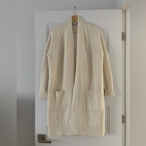 Cream knit long cardigan